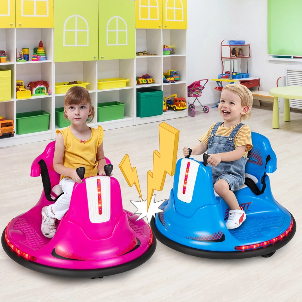 Autoscontro elettrico a batteria con doppio joystick telecomando luci a LED, Autoscontro per bambini Blu-Macchinine giocattoli