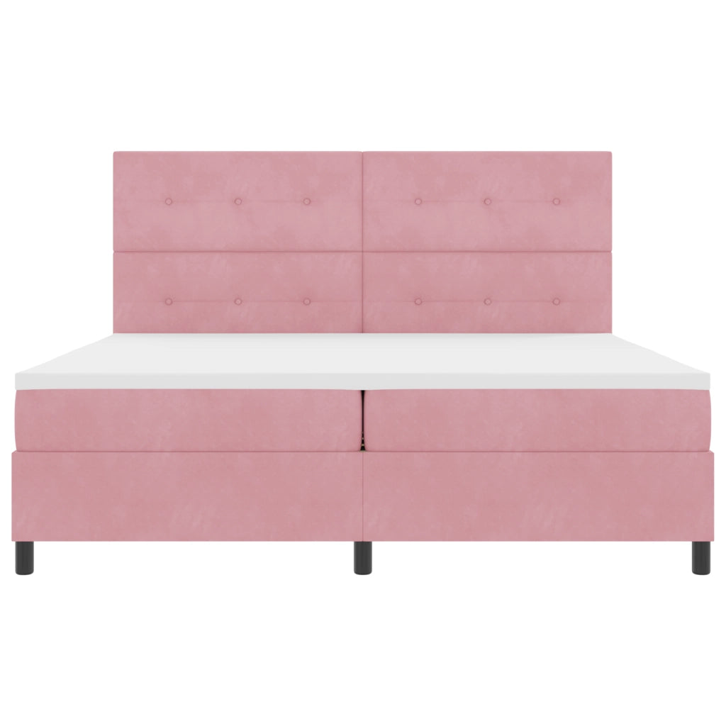 Letto Box Spring con materasso rosa 200x200 cm in velluto