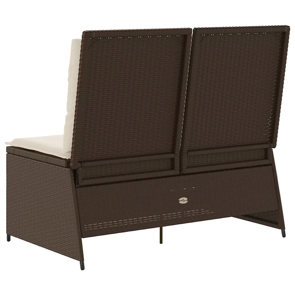 vidaXL Panchina da giardino con cuscino Marrone Poly Rattan