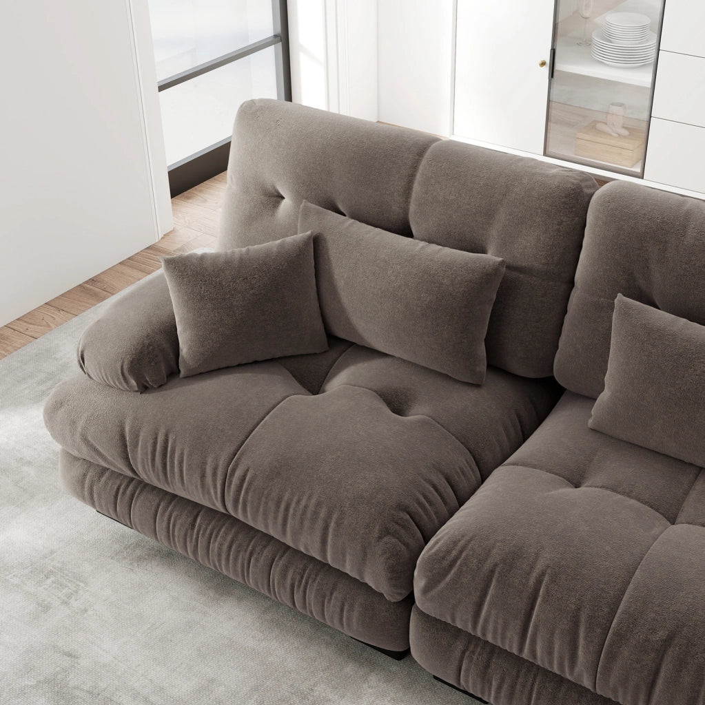 Divano modulare in chenille marrone