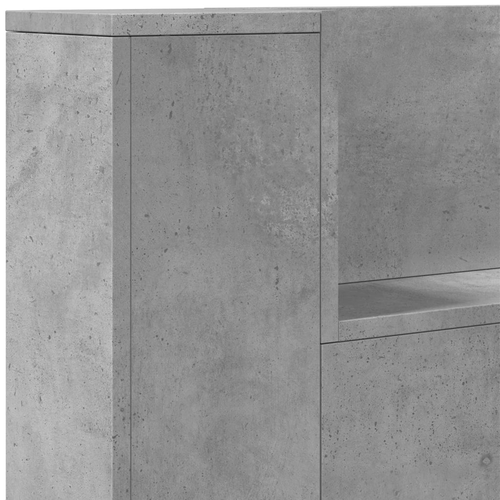 Testata con Mobile e LED Calcestruzzo 180 x 16,5 x 103,5 cm 8006571