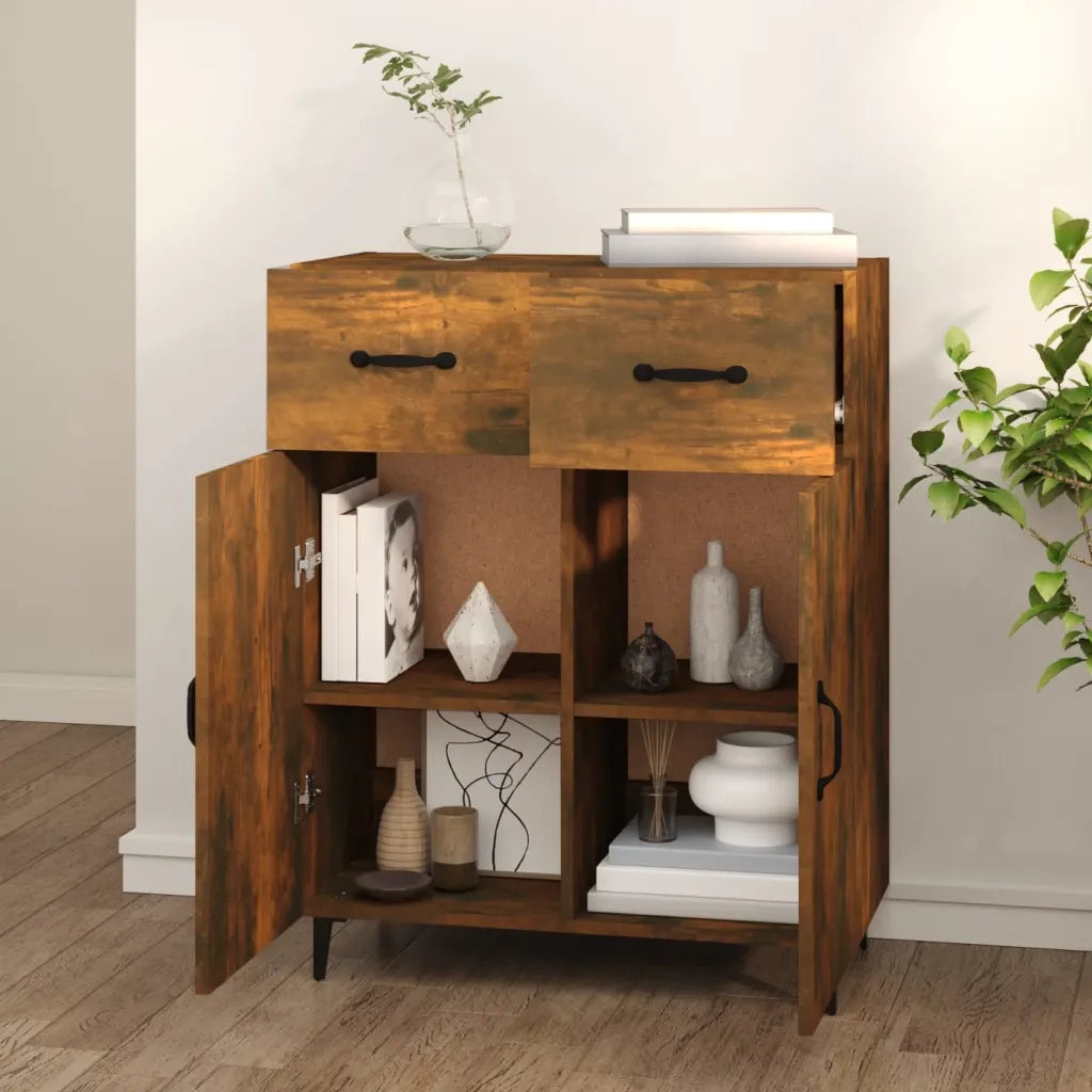 Credenza-Buffet-Armadio da cucina Rovere Fumo 69,5x34x90 cm in Legno Multistrato 815400
