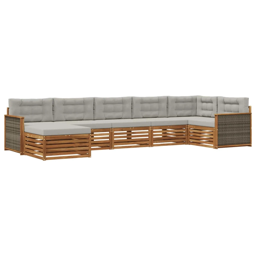 Set di divani da esterno 7 pcs Naturale e Grigio Chiaro 3383619