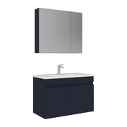 Set mobile lavabo con specchio (2 pezzi) "Tivoli 85" - 85 x 45 x 57 cm - Blu navy opaco