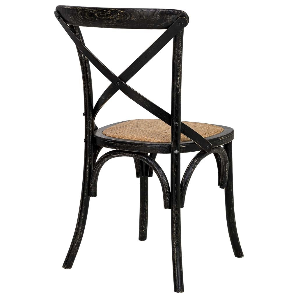 Sedia in legno con seduta in rattan nero 44x42x46/88h cm