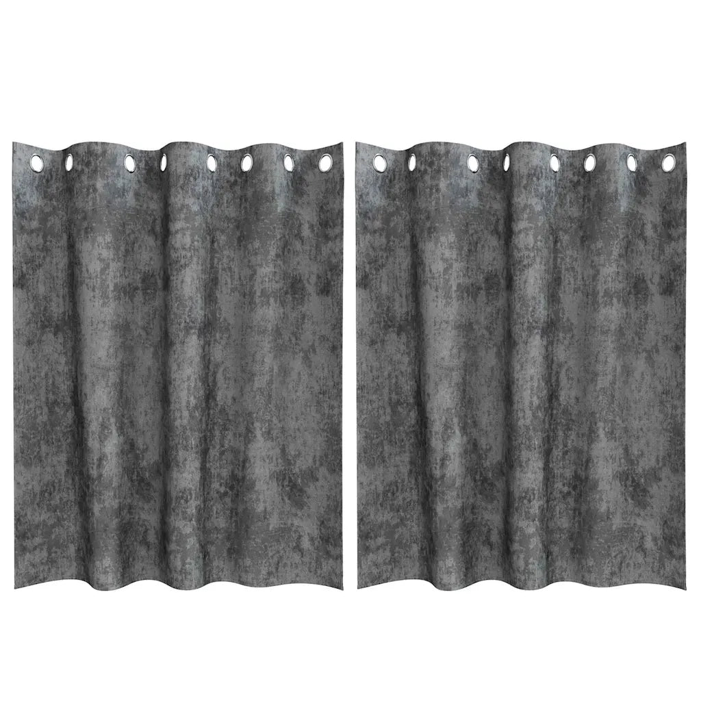 Tende in Velluto con tende 2 pz Grigio 140 x 140 cm Velluto