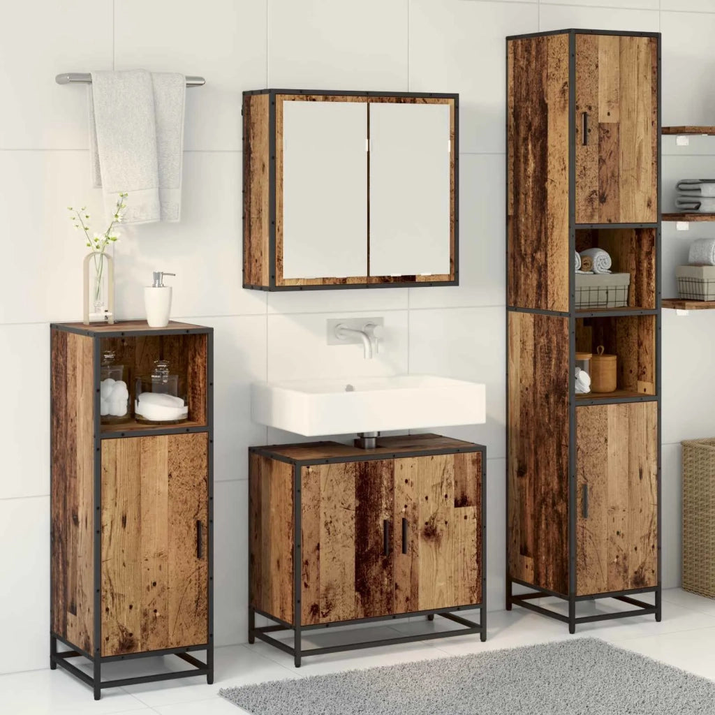 Set di mobili per il bagno con lo scaffale 3 pcs Legno vecchio 3402515