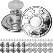 Viti di sostituzione per jeans, Ø 17 mm, viti di jeans in ottone, 20 pezzi, colore argento, viti di jeans con viti a chiodo, viti di jeans per allargare i pantaloni, viti di metallo per pantaloni