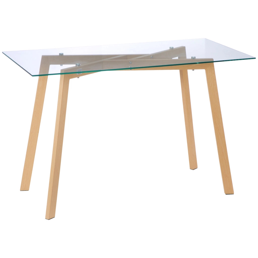 EasyComfort Tavolo da Pranzo Rettangolare per 4 Persone max, in Acciaio con Piano in Vetro Temperato, 120x60x76 cm