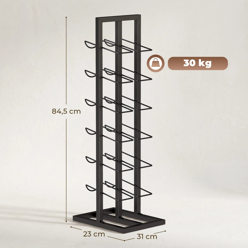 Tavolino da bar con porta bottiglie ¨C zephmum ¨C nero, metallo, 12 bottiglie