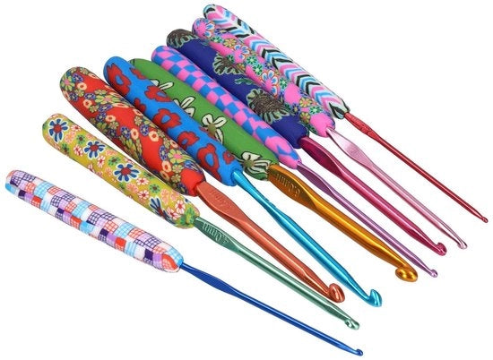 Set di Aghi per Maglia 9 Pezzi - Manico Ergonomico - Aghi in Alluminio - Sostenibile - Adatto a Principianti - Diversi Diametri 2.0-6.0mm - Set di Aghi