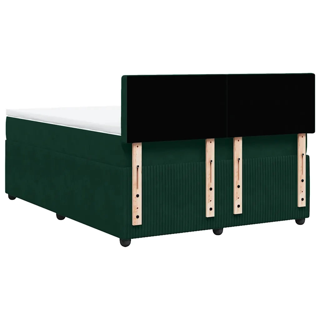 Giroletto a Molle con Materasso Verde Scuro 140x190 cm Velluto