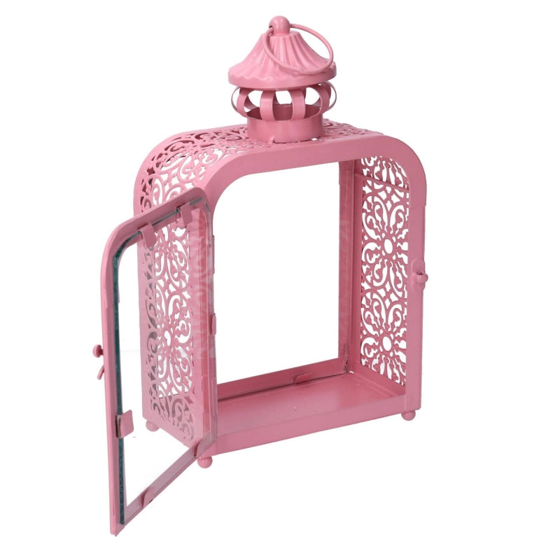Lanterna metallo rosa cm 17x9h30,5