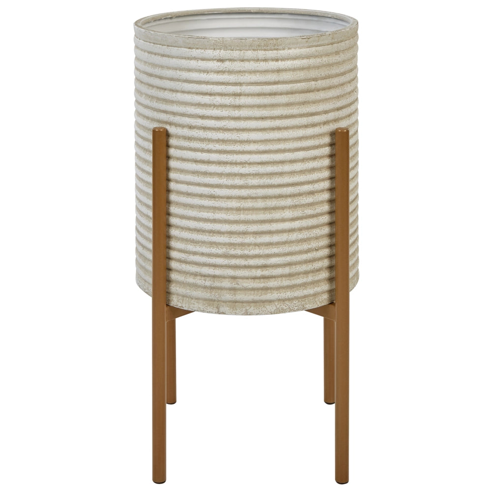 Portavaso in metallo beige 31 x 31 x 58 cm per interni ed esterni