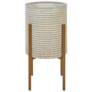 Portavaso in metallo beige 31 x 31 x 58 cm per interni ed esterni