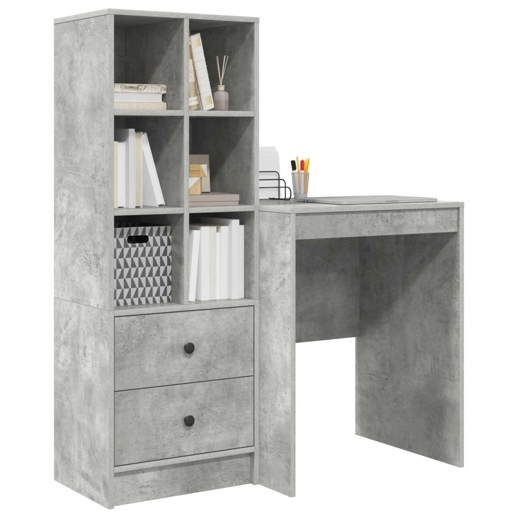 Scrivania con cassetto con lo scaffale 2 pcs Grigio cemento 3337340