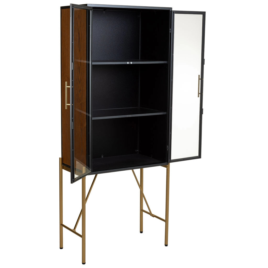 Armadio in legno e metallo marrone 64x35x155h