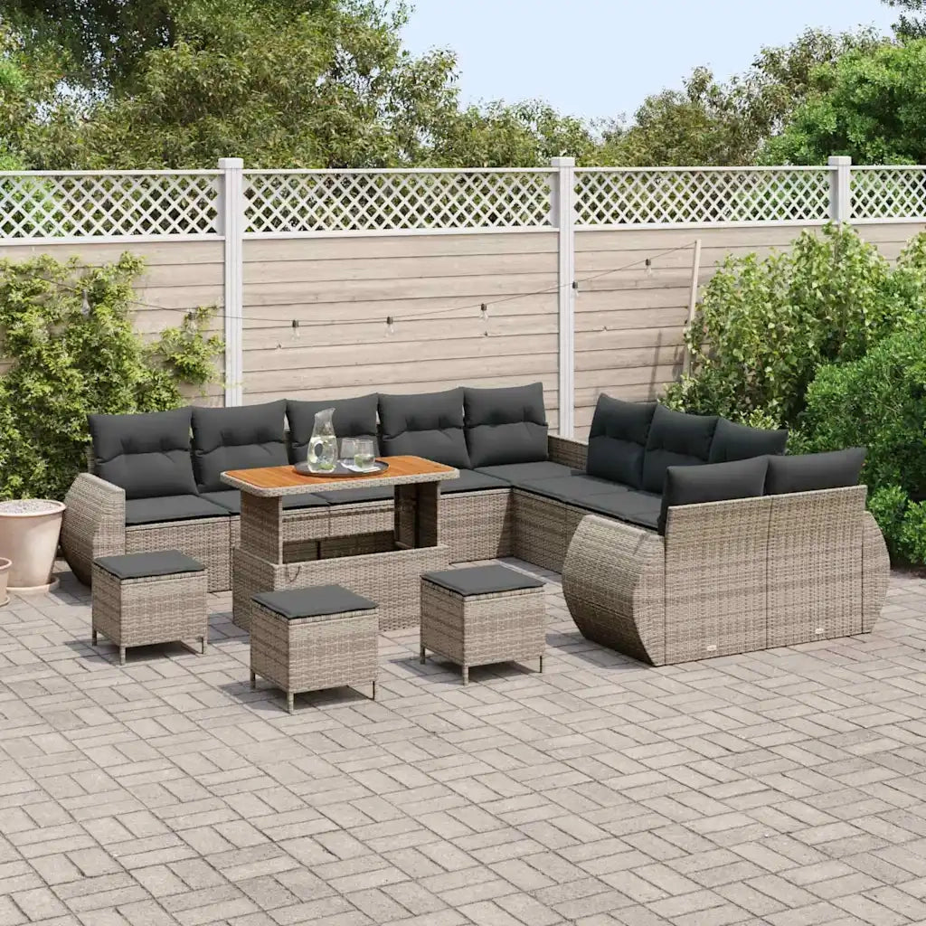 Set Divano da Giardino con cuscino 14 pcs Grigio 3363893