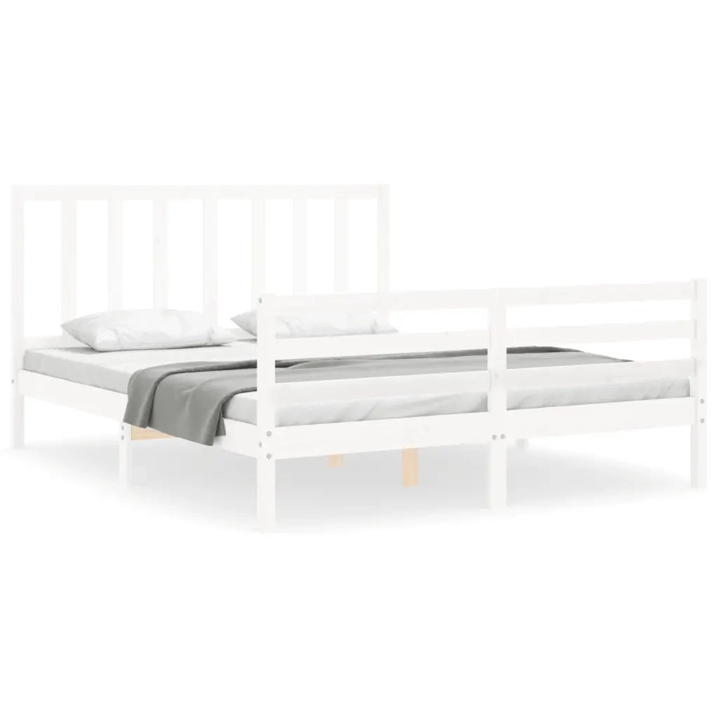 Giroletto senza Materasso-Struttura Letto Bianco 160x200 cm Legno Massello Pino 580587