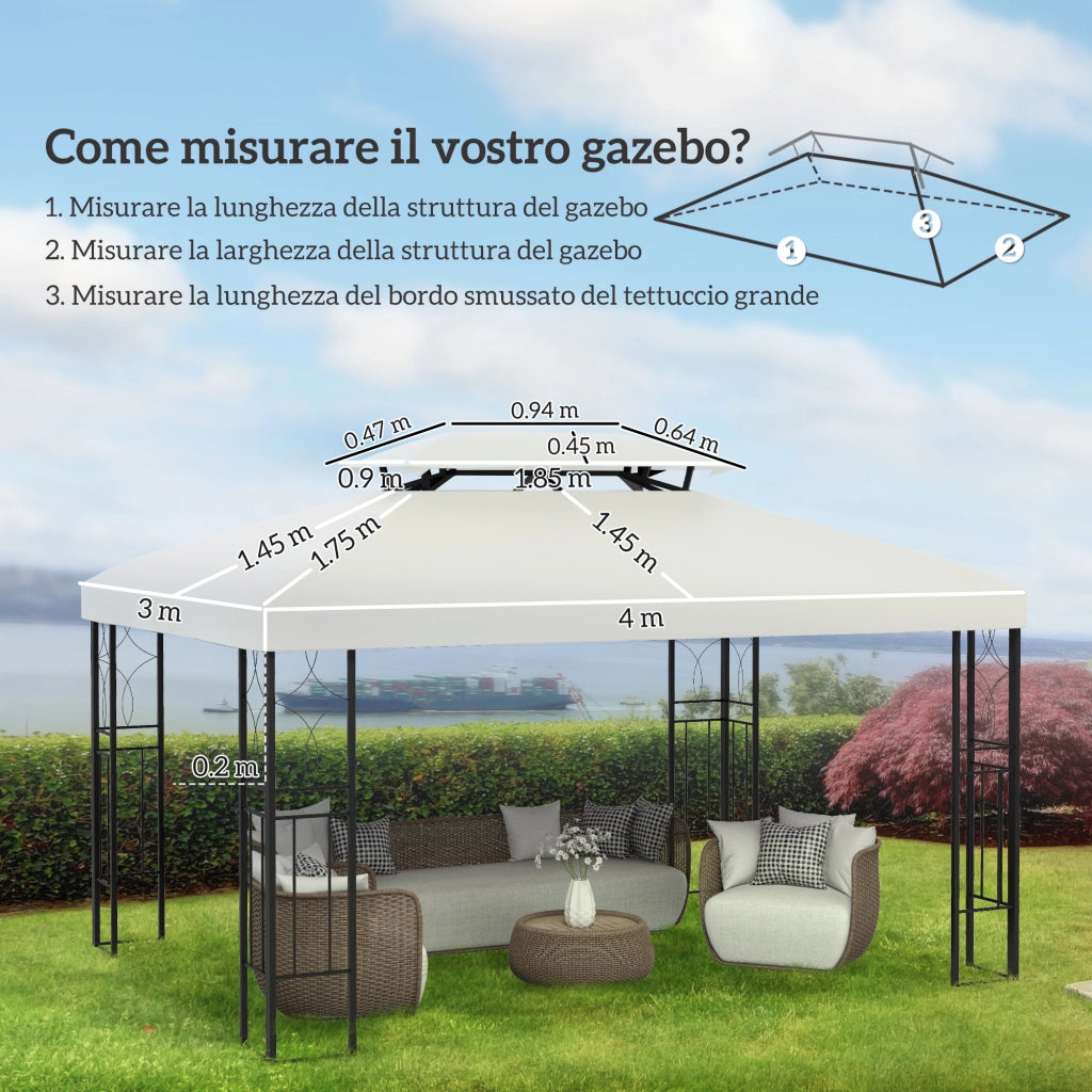 Copertura Gazebo Giardino Impermeabile Anti-UV ¨C zephmum ¨C Poliestere Beige 3x4m