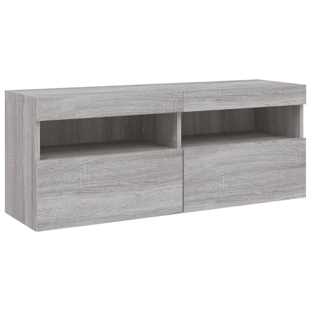 Set Mobili TV a Muro 7 pz con Luci LED Grigio Sonoma 3216776