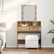 Toeletta con Specchio e LED in Rovere Artigianale in Legno Ingegnerizzato