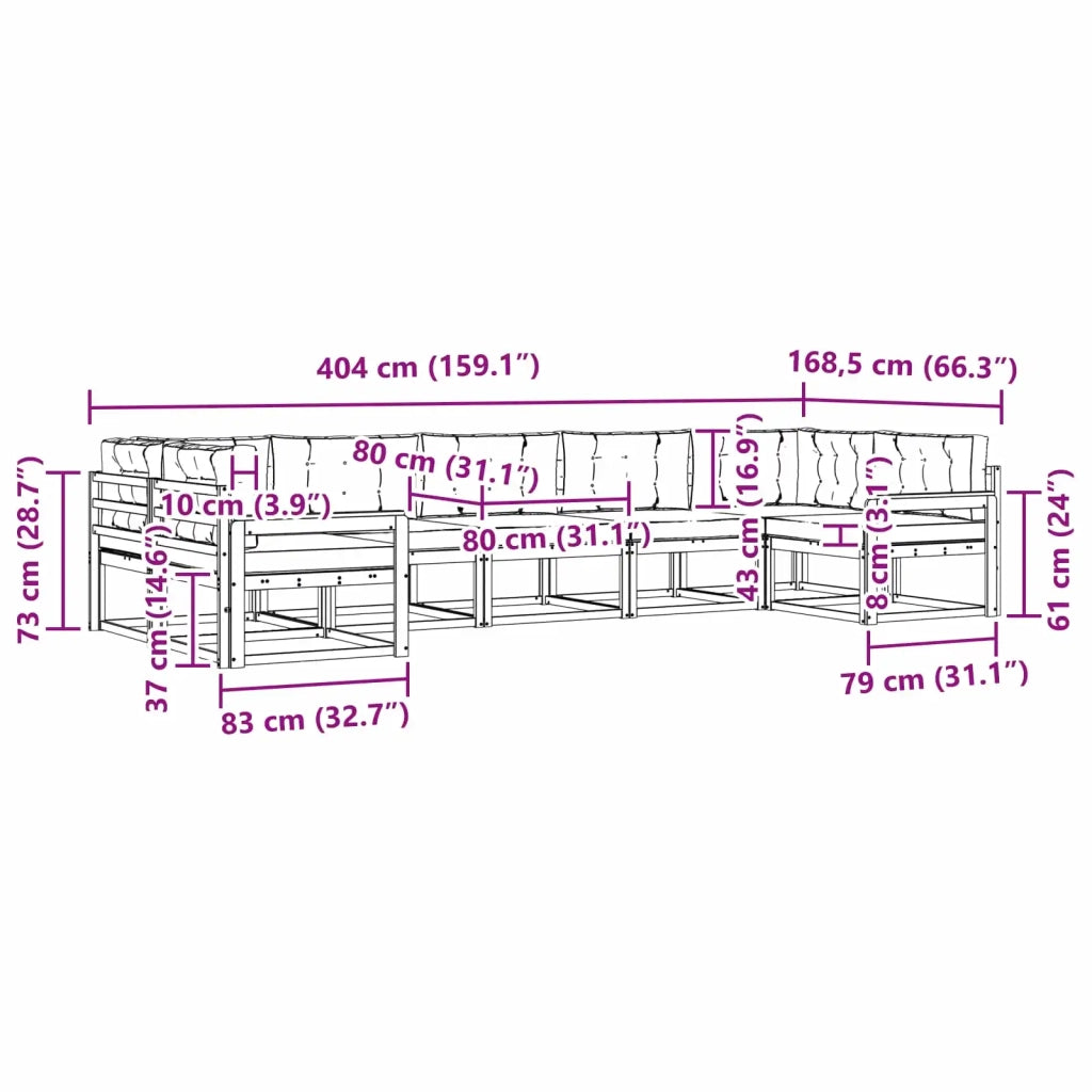 Set di divani da esterno 7 pz Bianco e Grigio Chiaro 3386960