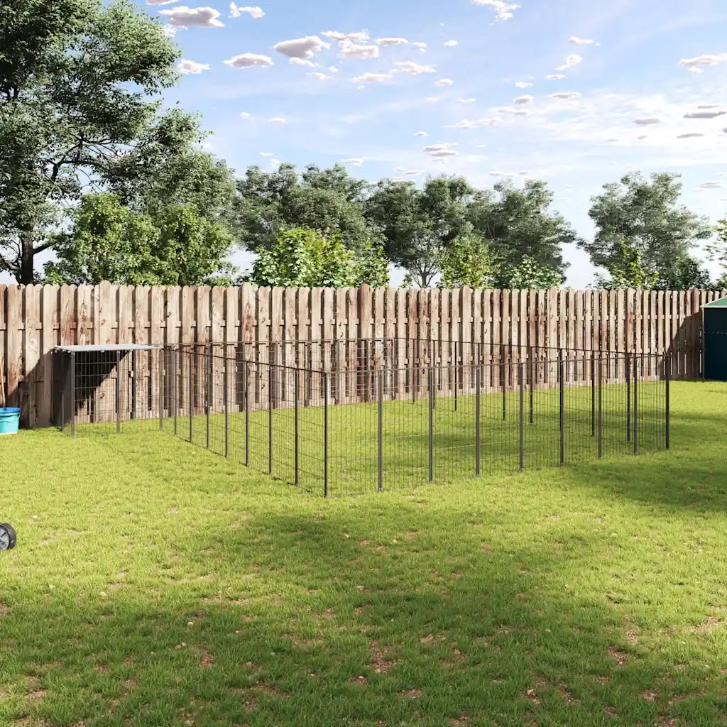 Gabbia per Cani Nera 25,41 m² in Acciaio 3082240