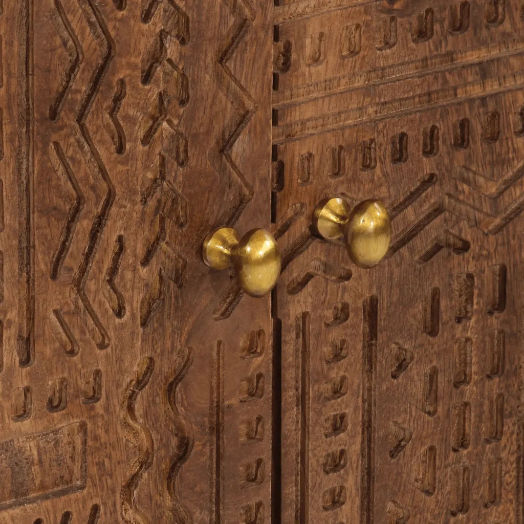 Credenza-Buffet-Armadio da cucina 55x30x76 cm in Legno Massello di Mango e Ferro 893147