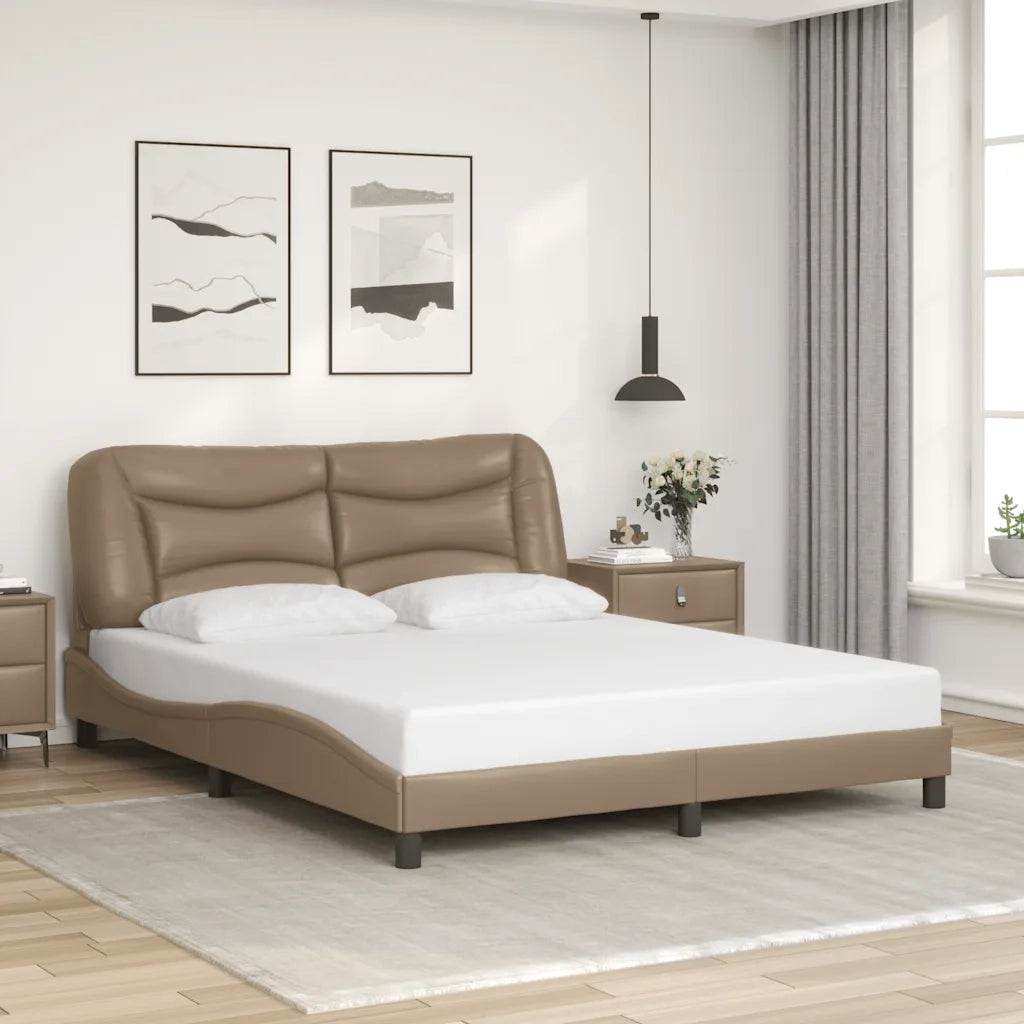 Giroletto senza Materasso-Struttura Letto Hvar Cappuccino 160x200 cm in Similpelle