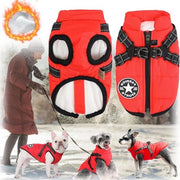 Giubbotto da Cane 2 in 1 Estivo Invernale con D-Ring e Cappuccio - Rosso, Caldo e Impermeabile - Taglia L