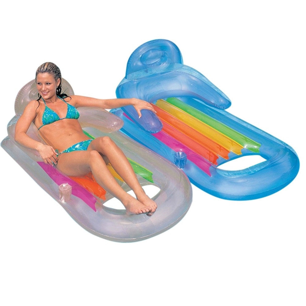 Trade Shop - Materassino Poltrona Gonfiabile Relax Mare Piscina Con Portabibite 2 Colori -
