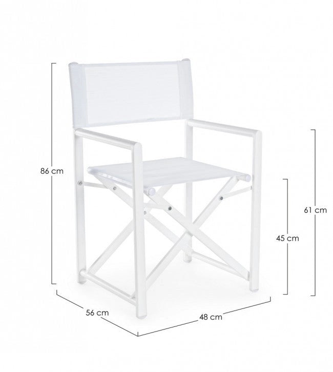 Set 2 Sedie Regista da Giardino 48x56x86h cm Taylor Bianco