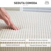 Panca Fondo Letto 112x42x40 cm con Spazio Contenitore da 84L in Tessuto Effetto Velluto a Coste e Acciaio Beige
