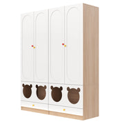 Armadio con 2 ante asta appendiabiti ripiani e cassetti per cameretta in MDF bianco e legno 80×50×200 cm