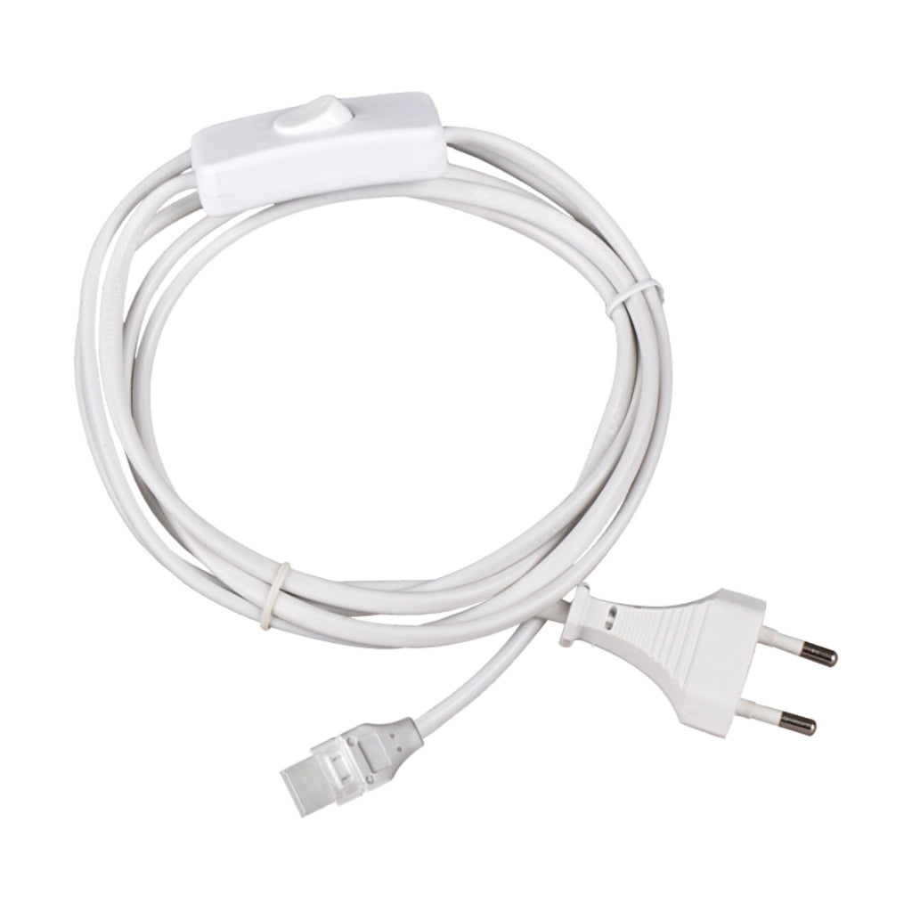 Alcapower Cavo di alimentazione con spina e interruttore per strisce LED 220V serie HEM IP65 MILKY e LED COB MILKY, lunghezza 1 metro, 15x8.6mm