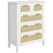 Cassettiera 5 Cassetti Legno Massello Griglia Metallo ¨C Zephmum ¨C Bianco 77x37x104 cm