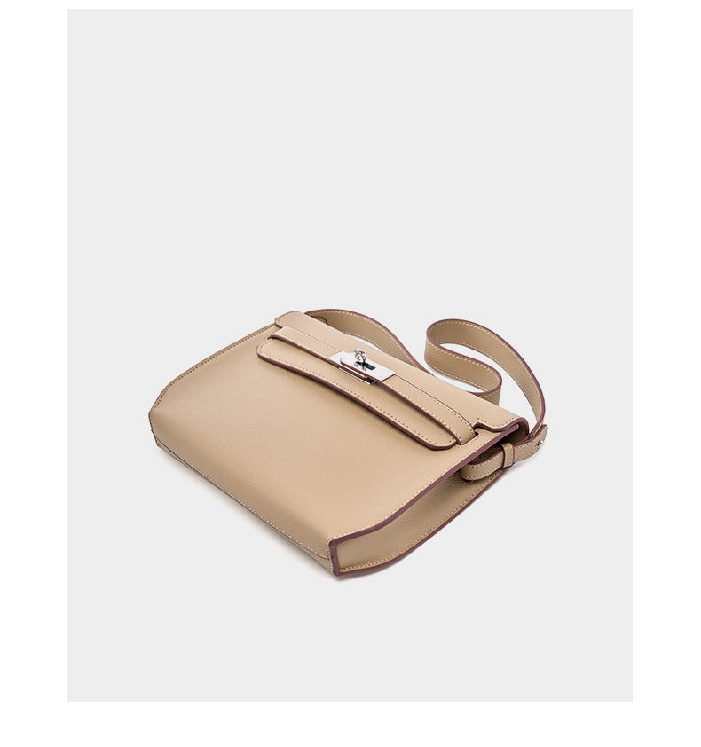 Borsa a tracolla da donna in vera pelle, colore grigio.