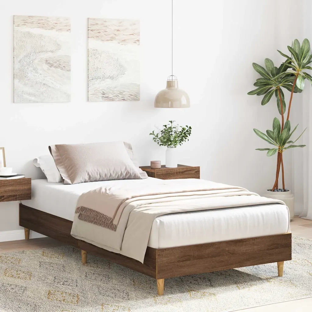 vidaXL Giroletto senza Materasso Rovere Marrone 75x190cm in Truciolato
