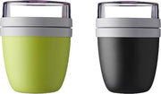 Set di contenitori per pasti, 2 pezzi, contenitore per pasti, contenitore per alimenti, tazza di viaggio (nero e lime)
