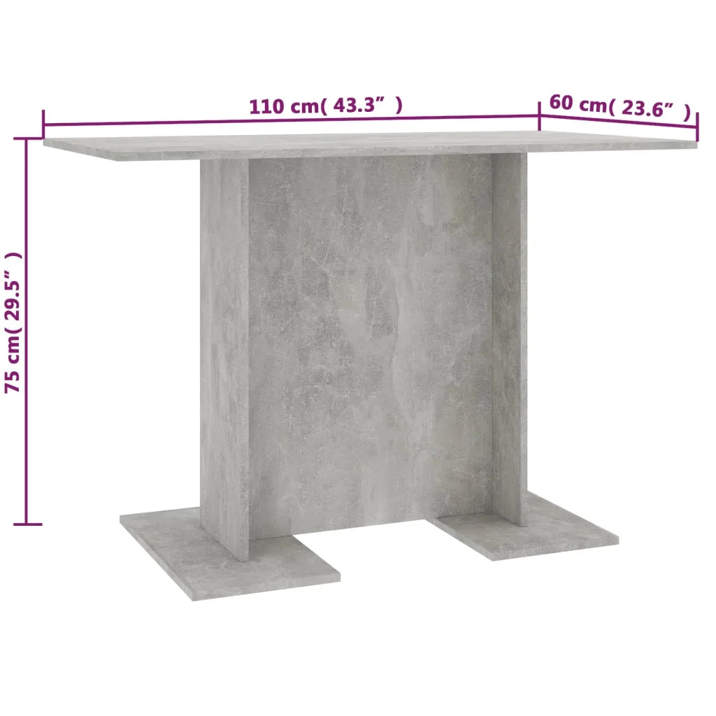 Tavolo da Pranzo | Tavolo da cucina Grigio Cemento 110x60x75 cm Legno Multistrato