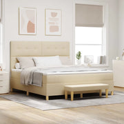 Letto a molle con testiera Crema 200 x 180 cm Tessuto 3344322