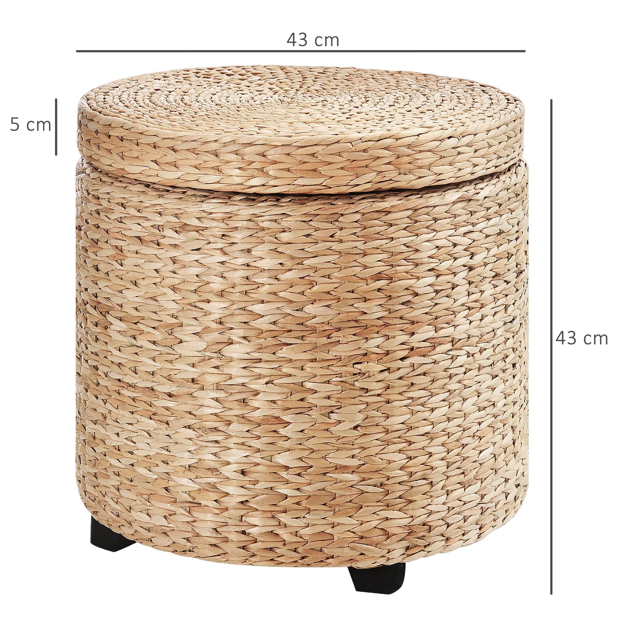 Pouf Contenitore Tondo Ø43x43 cm in Rattan Khaki