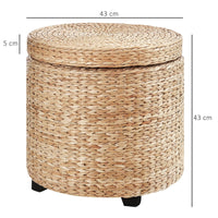 Pouf Contenitore Tondo Ø43x43 cm in Rattan Khaki