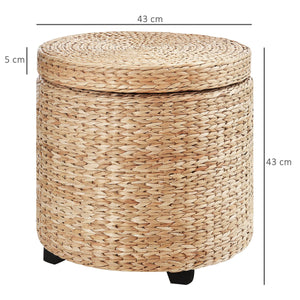 Pouf Contenitore Tondo Ø43x43 cm in Rattan Khaki