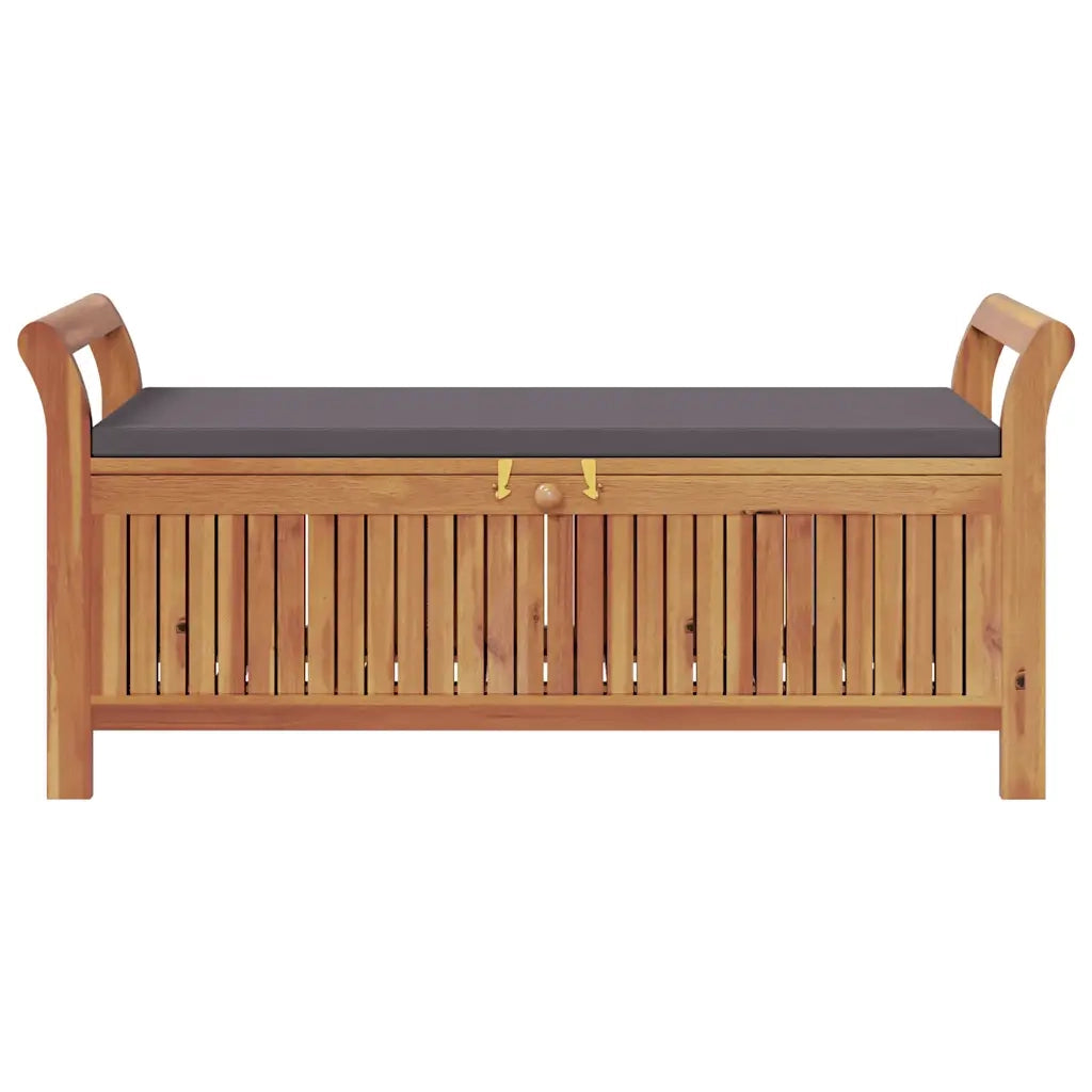 Panca Portaoggetti Giardino Cuscino 126cm Legno Massello Acacia 319717