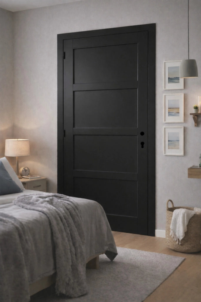 Blocco porta Telia nero 4 pannelli H204 x L73 spingendo a destra Tabella dimensioni