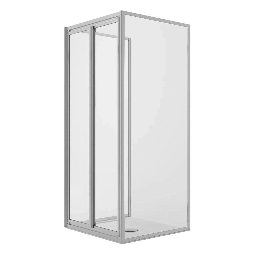 Box Doccia 3 lati 75x75x75CM H198 Cristallo Trasparente 2 Fissi+Saloon 2 Ante Battente 75 mod. West