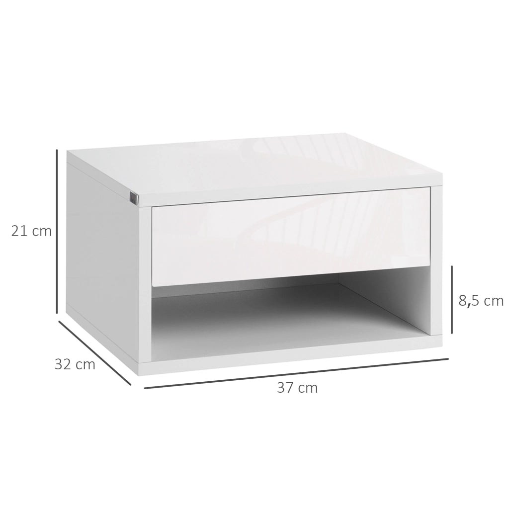 Comodini a Sospensione con Cassetto per Camera da Letto ¨C Zephmum ¨C 37x32x21 cm Bianco