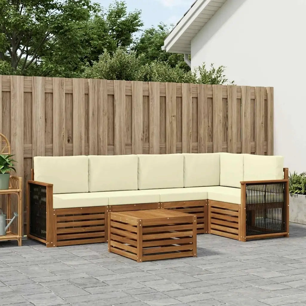 Set divano sezionale con cuscino 5 pcs Naturale e Crema 3384381